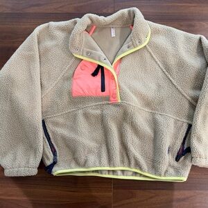 FP Movement by Free People Cream and Coral Fleece Hoodie.
